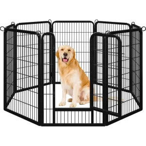Dog Playpen Outdoor 40 inch 8 Panels Indoor Dog Fence Metal Dog Pen Heavy Duty Pet Puppy Exercise Pen for RV Camping Garden
